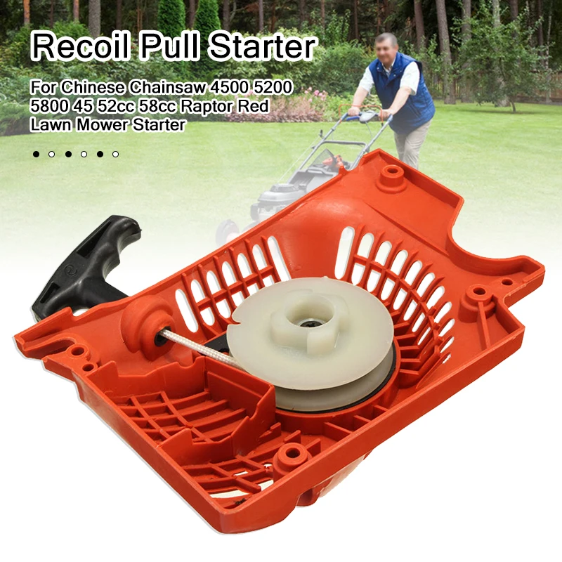 

Recoil Pull Starter Brush Cutter For Chinese Chainsaw 4500 5200 5800 45 52cc 58cc Raptor Red Lawn Mower Starter Replacement