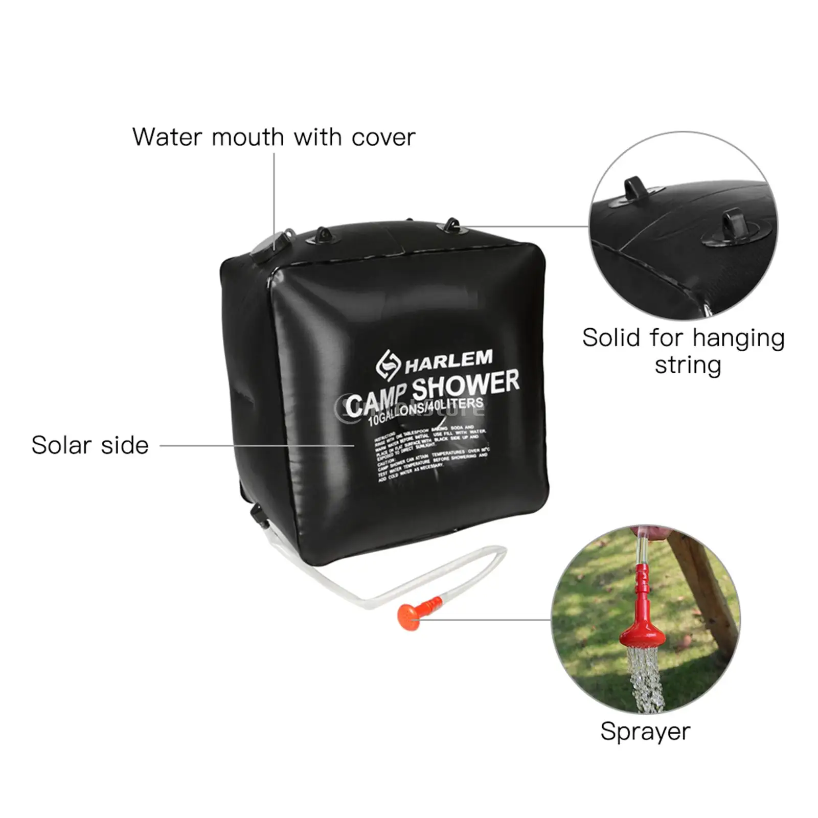 20/40L Solar Heated Shower Bag Outdoor Portable Shower Bathing Bag Traveling Camping Hiking Climbing Body Pet Cleaning Water Bag images - 6