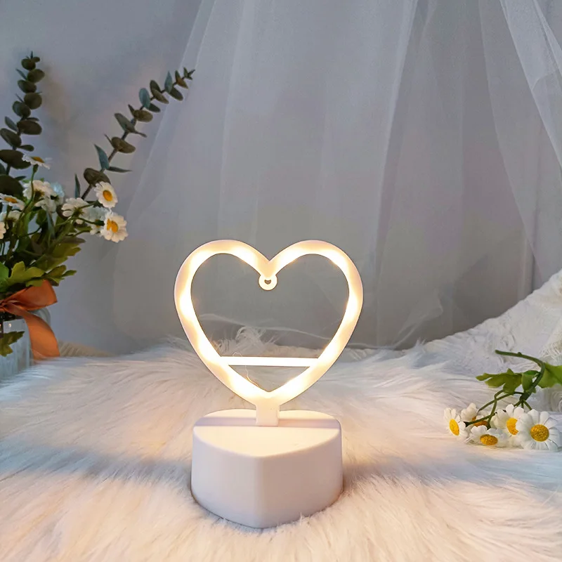 

Heart Shaped LED Night Lights Bedroom Decoration Light Table Lamp