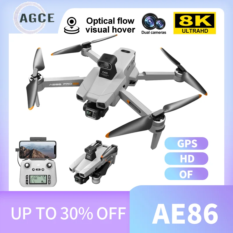 

New AE86 GPS 4K Drone Professional Obstacle Avoidance 8K DualHD Camera 5G Brushless Motor Foldable Quadcopter Gifts Toys 4000M