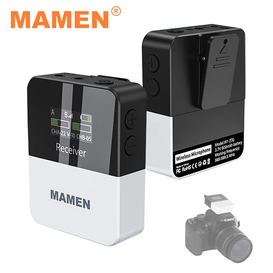 Беспроводная микрофонная система MAMEN UHF, петличный микрофон с передатчиком для SLR-камеры, смартфона, видеозаписи интервью, микрофон