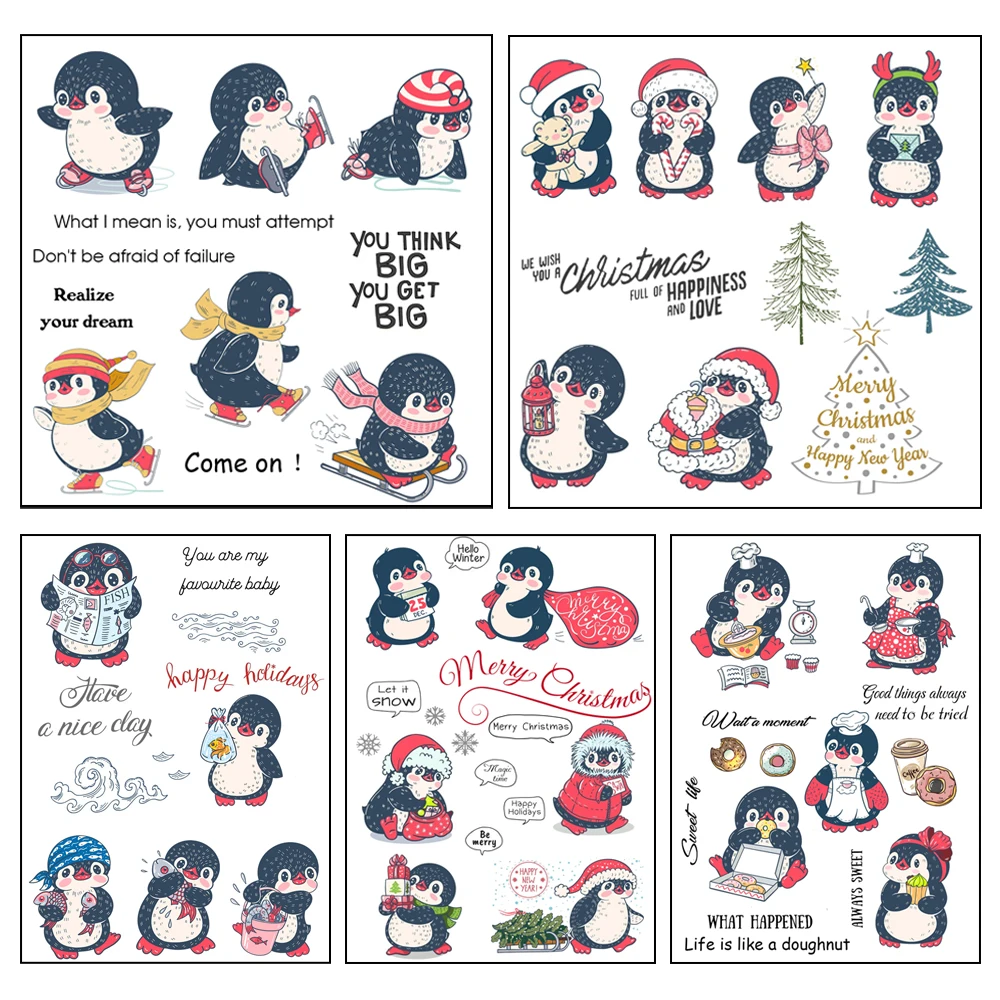 

Christmas Cute Little Penguin Clear Stamps Scrapbooking Crafts Decorate Photo Album Embossing Cards Making Clear Stamps New