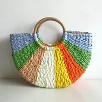 bohemian colorful straw bags summer braided bags ladies beach bags handwoven all match ladies handbags ladies straw casual bags