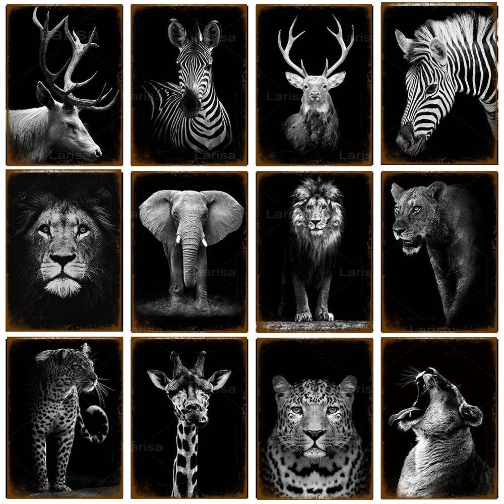 

Металлический жестяной знак с изображением животных, слонов, Львов, оленей