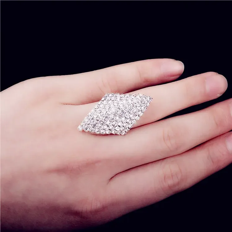 Кольцо iMiXBOX с ромбом и кристаллами Austra серебряное кольцо 925 CZ со стразами