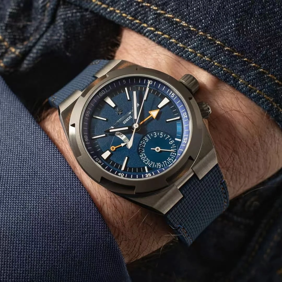 Фото Ремешок из парусины и каучука FKM для часов Vacheron Constantin Overseas 4500V 5500V 7900V, 24×7 мм, со стальными концевыми звеньями №3