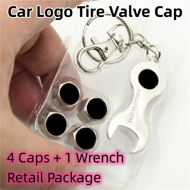 

10 комплектов/лот автомобильное колесо крышка на стержень клапана шины защита от пыли с гаечным ключом Автомобильный логотип эмблема значок...