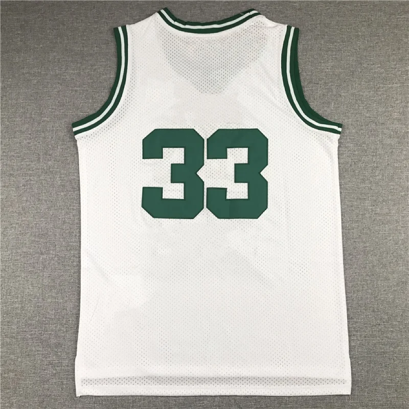 Custom Bird Basketball Jerseys # 33 Boston fans wear We Have Your Favorite Name Pattern Logo Embroidered