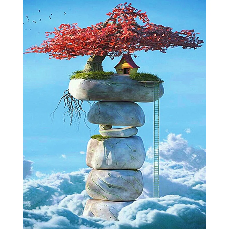 

GATYZTORY Decorative Painting By Numbers Acrylic Paints Picture Paint Abstract Stone Picture Landscape For Home Decoration