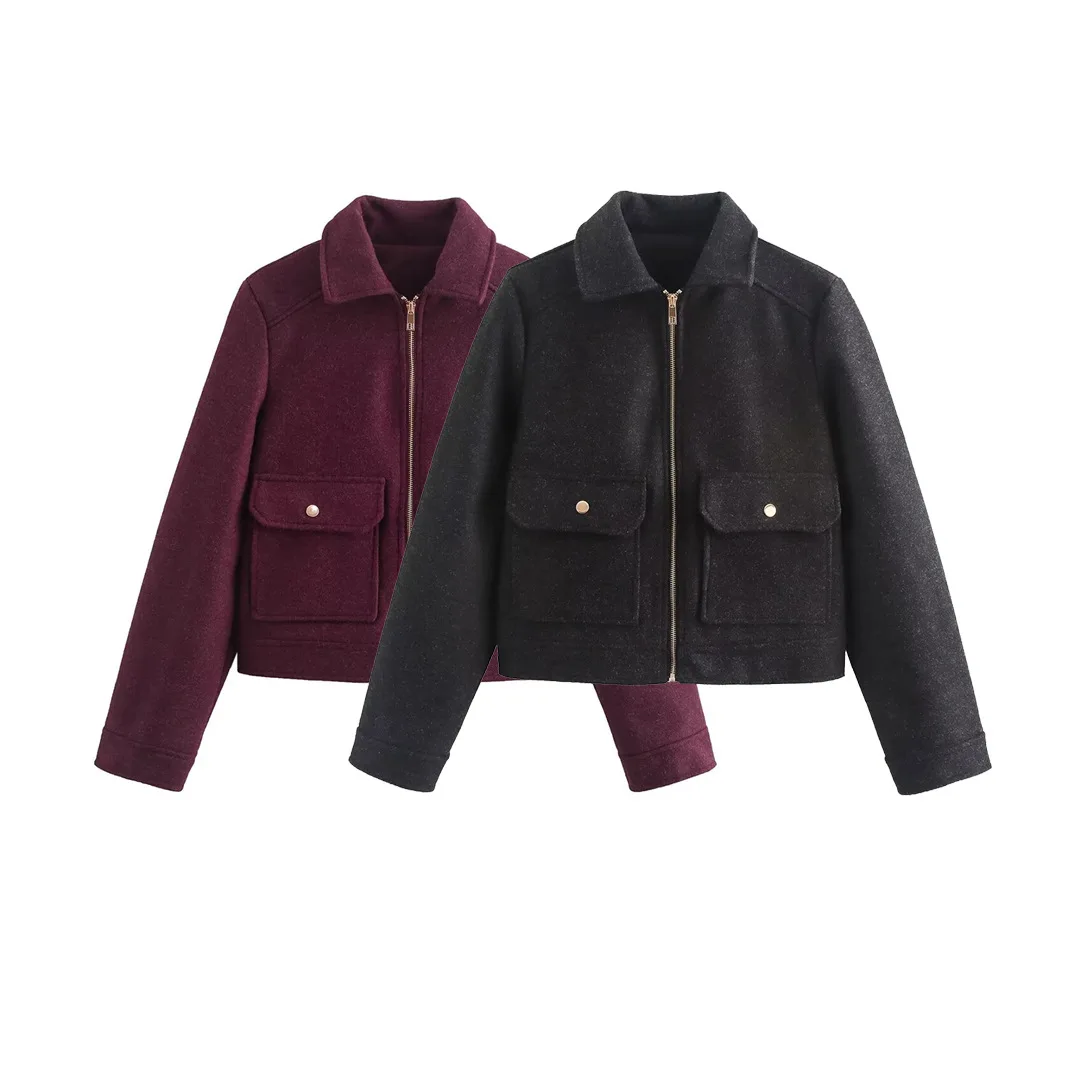 Женское модное осенне-зимнее новое стильное пальто с клапаном и карманом