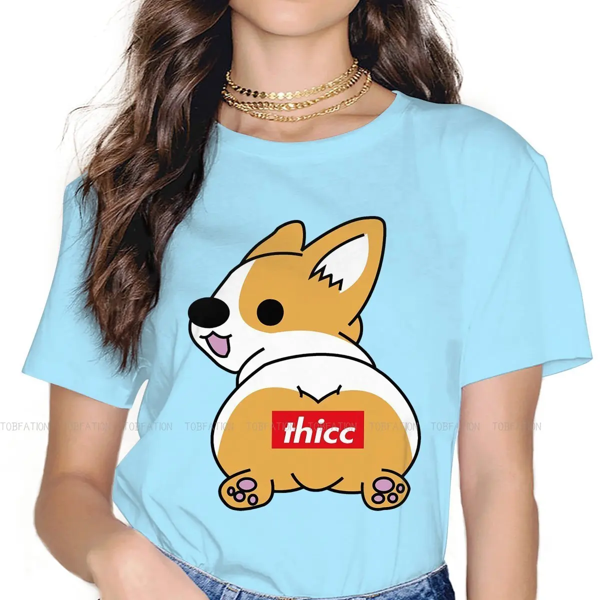 

Thicc Buttocks Hip Hop TShirt Corgi Short Legs Dog Streetwear 4XL T Shirt Girl Tee Special Gift Clothes
