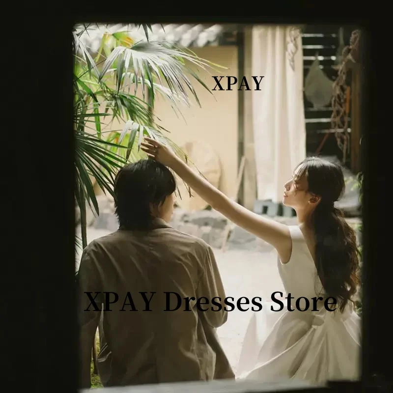 XPAY квадратный вырез трапециевидной формы чайной длины свадебные платья