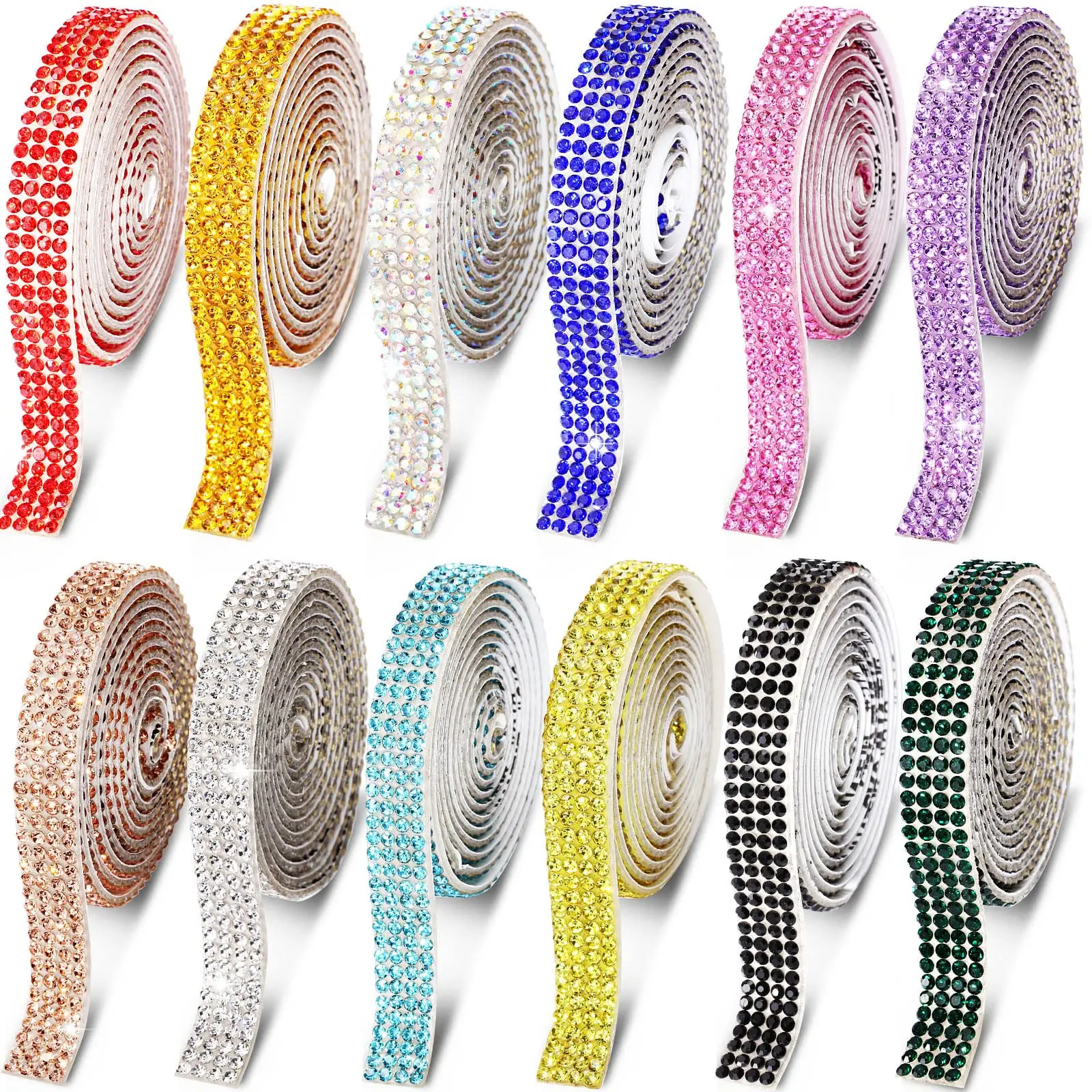 

High Quality 1 Yard 2/9rows Glitter Rhinestone Glass Crystal Decoration DIY Belt Garment Strass Hotfix Applique Craft