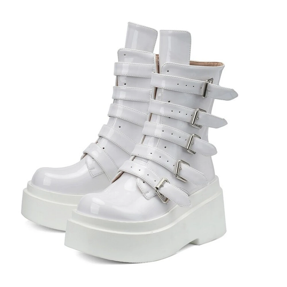 Женские ботильоны на толстой подошве черные готические ботинки платформе с