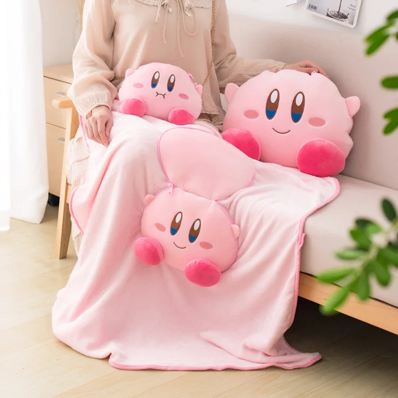

Плюшевое одеяло для сна Star Kirby из мультфильма аниме, милые двухцелевые диванные подушки, одеяла, милые мягкие набивные животные, подарки на д...