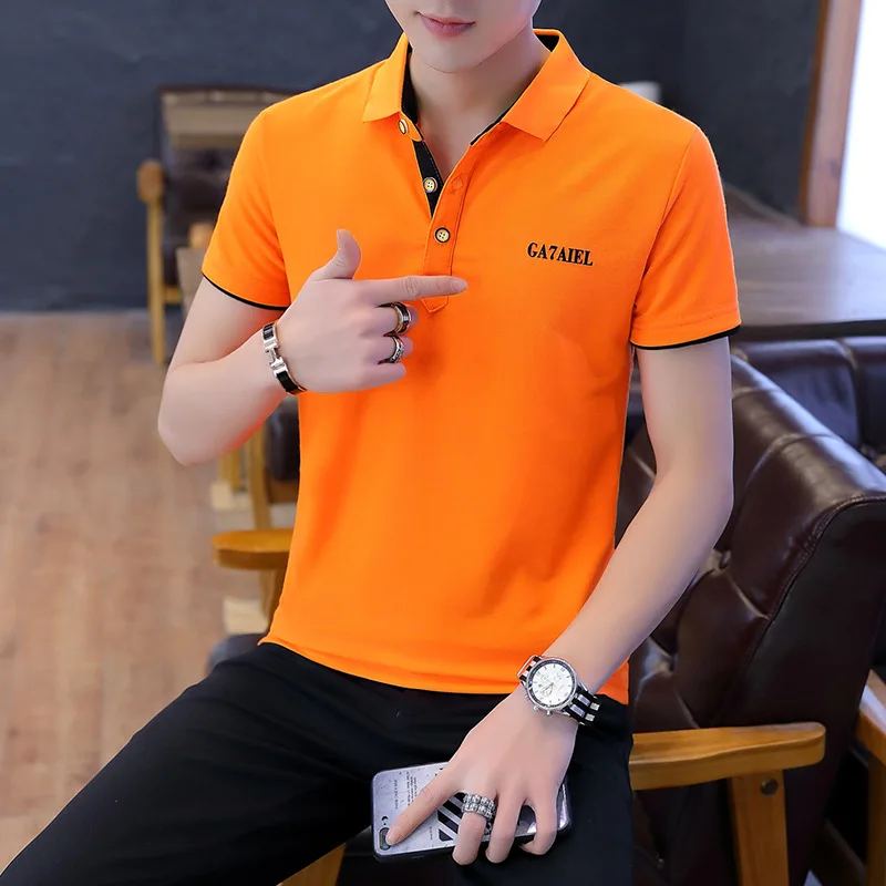 

Short-sleeved T-shirt Men's Collar Lapel Summer Business Tide Brand Trend Simple and Versatile Collared Half-sleeves