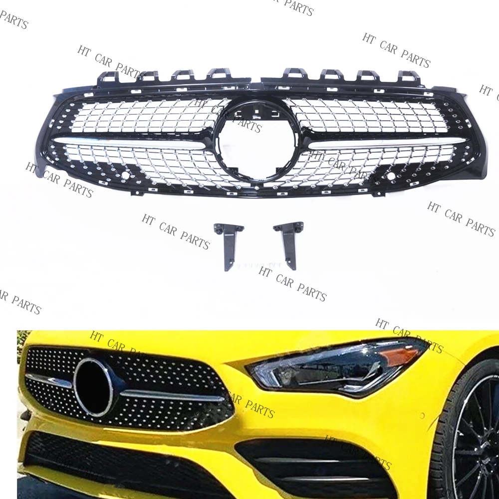 

For Mercedes-Benz W118 CLA CLA180 CLA200 CLA250 CLA260 CLA45 AMG 2019-2022 1pcs Silver Diamond Style Front Grille