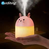 funshing 250ml air humidifier ultrasonic cute rabbit led light humidifier usb car aroma essential oil diffuser for home office