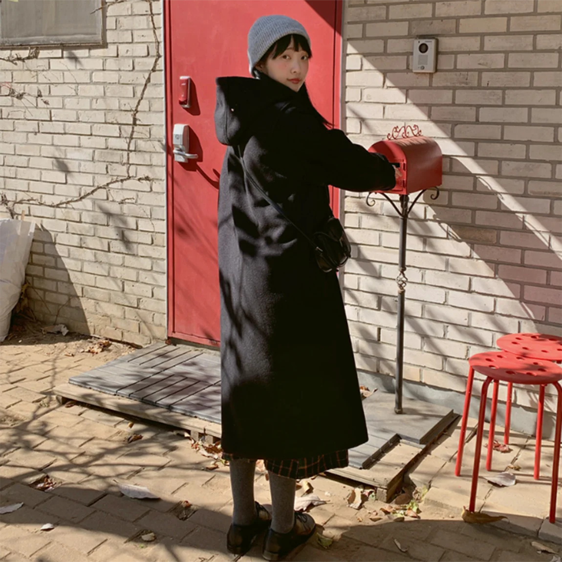 Женское Шерстяное Пальто С Капюшоном Ai. Модное Однотонное Длинное Зимнее В