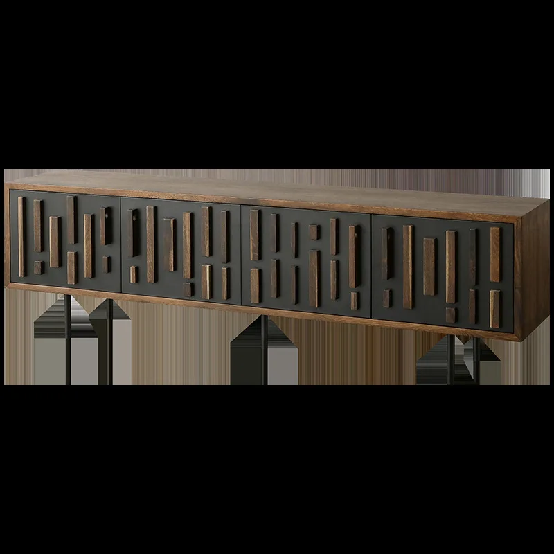 

Nordic Tv Cabinet Retro Living Room Audio-visual Oak To Make Old North American Black Walnut Solid Wood Furniture