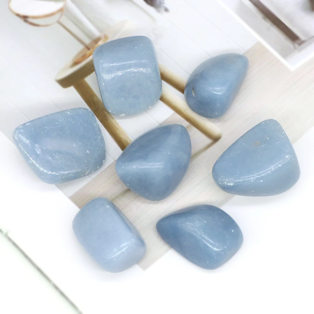 

Natural Blue Angelite Polished Stone Tumbled Bulk Mineral Specime Gemstones Reiki Healing Energy Crystals Home Aquarium Decor