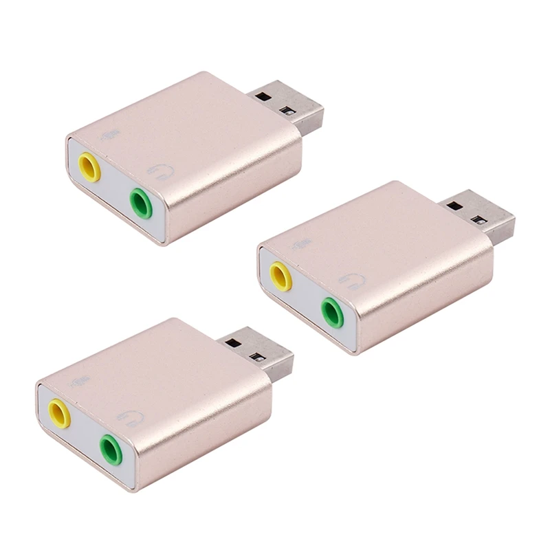 

3X USB Sound Card 7.1 External USB To Jack 3.5Mm Headphone Adapter Stereo Audio Mic Sound Card For Pc Computer Laptop