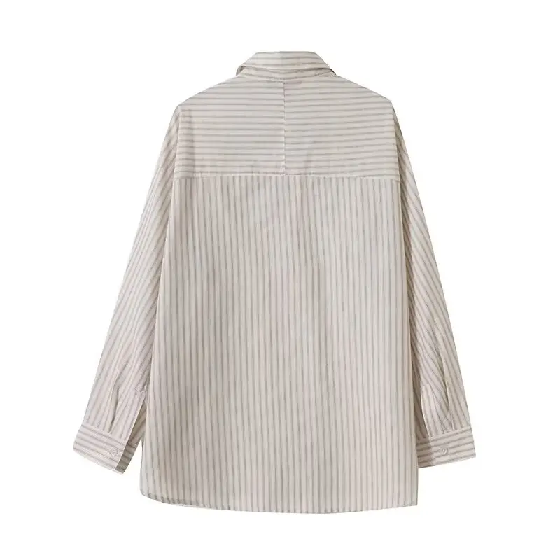 Женская новая модная свободная однобортная полосатая рубашка повседневная с
