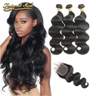 Волнистые волосы 3 пряди с застежкой бразильские человеческие волосы пучки с застежкой 4x4 швейцарские кружевные мягкие волосы для женщин Быстрая доставка