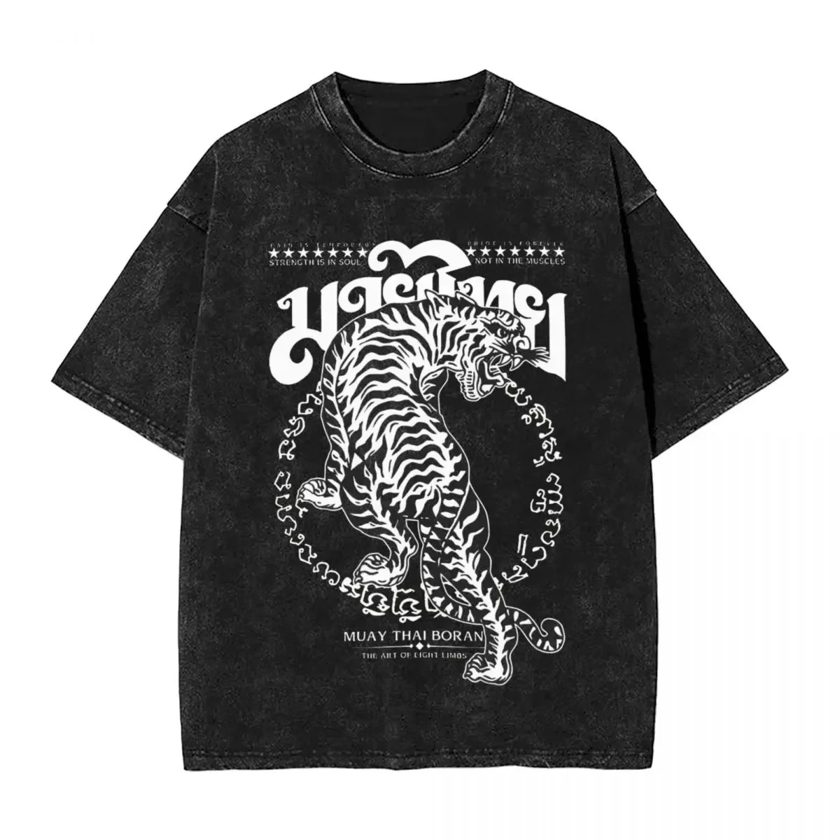 Мужская футболка Муай Тай Боран стираные футболки новинка летние уличный стиль