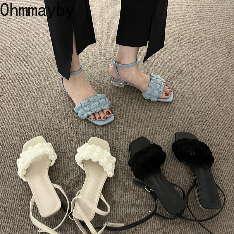 

2022 Design Women Sandals Low Heel Back Strap Summer Gladiator Shoes Ladies Casual Summer Party Pumps sandalias de las mujeres