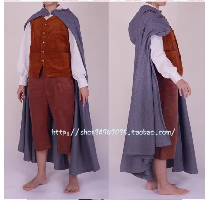 Фото Наряд Frodo, костюм для косплея, полный комплект, фильм, топ на заказ + пальто + жилет + брюки для Хэллоуина, Рождественской вечеринки, мужской и женский костюм №3