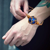 moonstone bracelet braided bracelet adjustable rope bracelet cord stone art decor diy pendant handmade woven netted jewelry