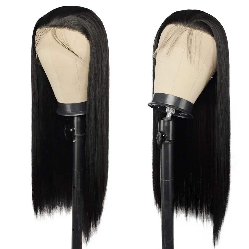 

Long Straight 13x4 Lace Wigs For Women Black Brown 99J Burgundy Glueless Synthetic Lace Wig Pre Plucked Heat Resistant Wig
