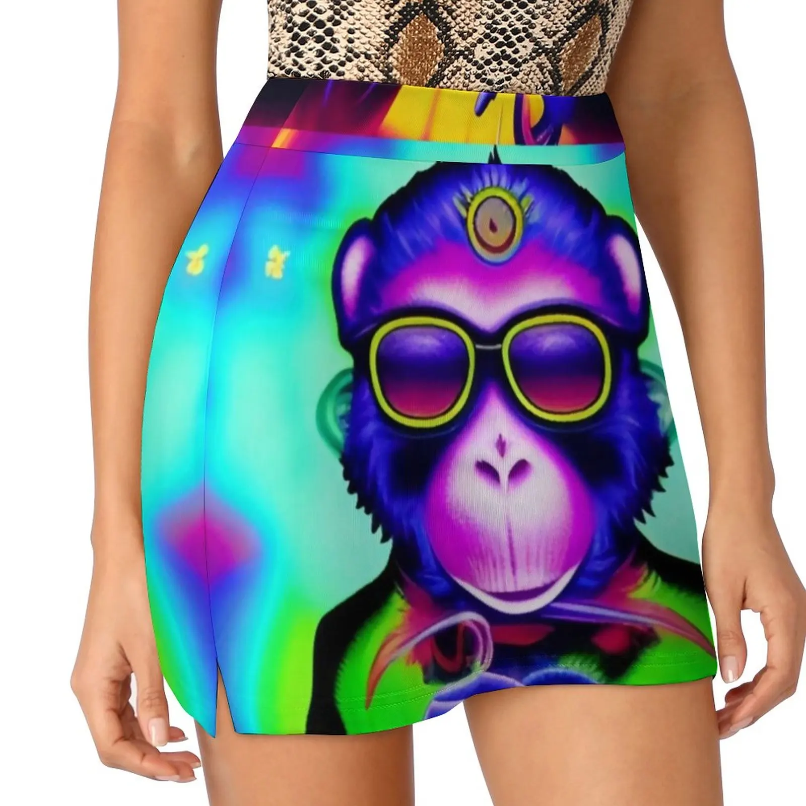 

Funny Monkey Attitude Skirt Cool Animal Elegant Mini Skirts Summer High Waist Custom Y2K Casual Skirt Big Size