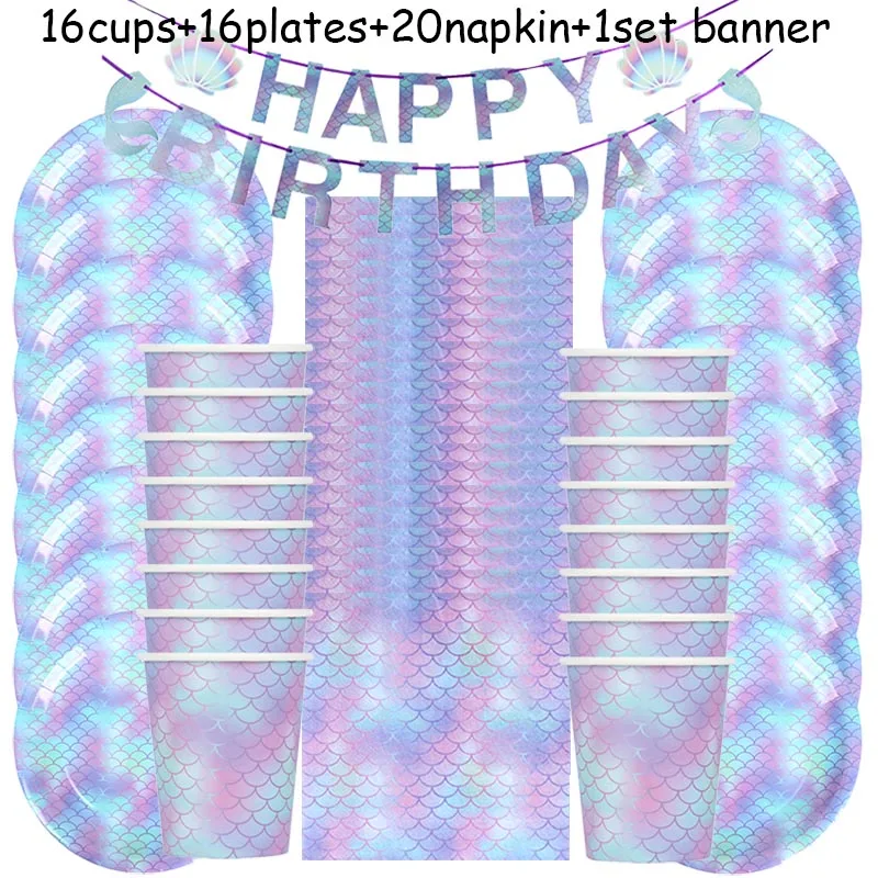 Одноразовая посуда набор единорог Русалка джунгли сафари динозавр вечерние