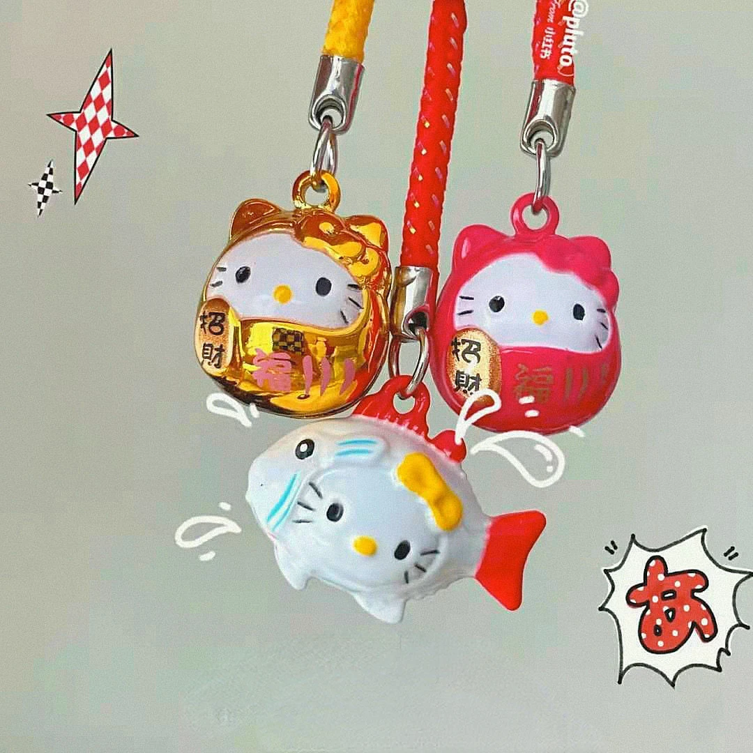 

Брелок Hello Kitty в мультяшном стиле на удачу, кулон в упаковке, мультяшный колокольчик, аксессуары для кукол