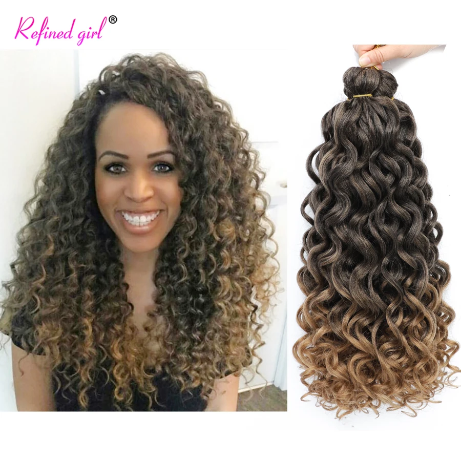 

Ocean Wave Braiding Hair Extensions Crochet Braids Synthetic Hair Afro Curl Hawaii Twist Ombre Blonde Water Wave Braid For Women