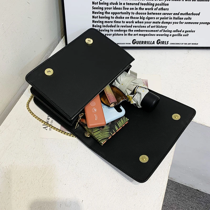 Fashion Exquisite Ladies Shoulder Bags 2023 New Wild Chain Messenger Bag PU Solid Color Crocodile Pattern Small Square Bag