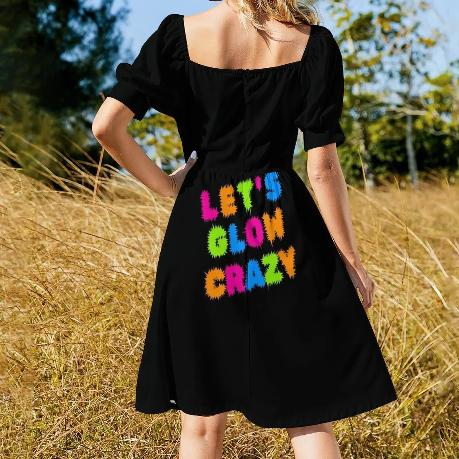 Lets Glow Crazy Party Rave Красочное платье с короткими рукавами церемониальные платья