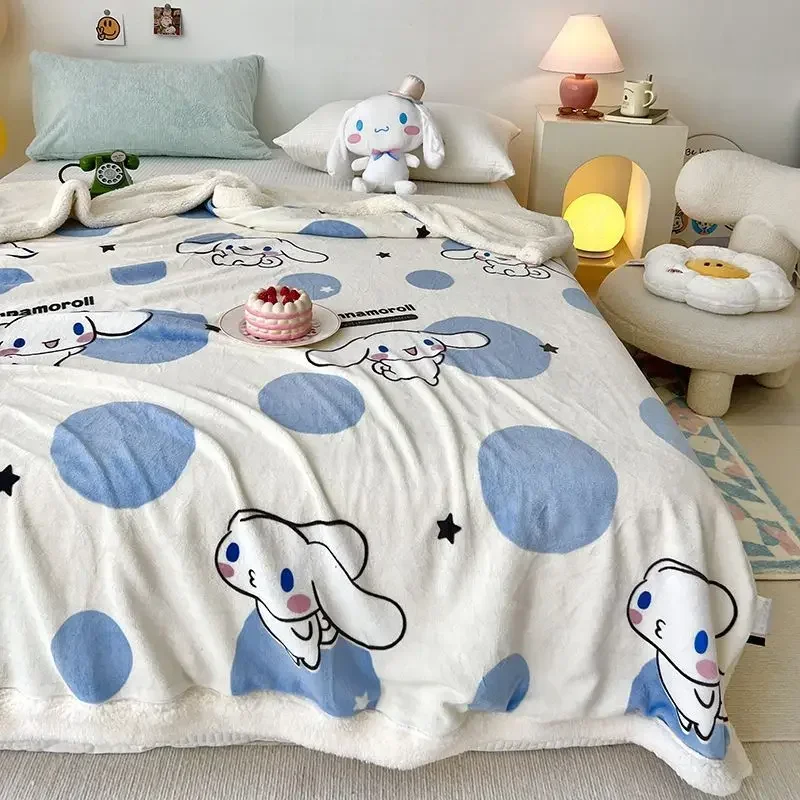Новое бархатное одеяло Hello Kitty Cinnamoroll Kuromi My melody детское двухстороннее офисное для