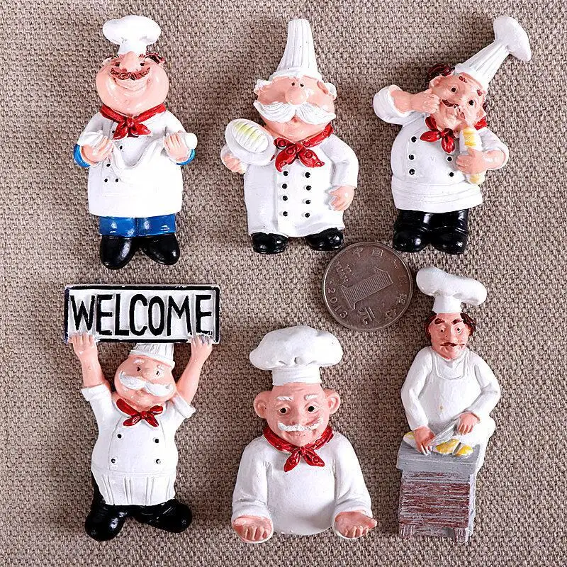 

New Cartoon European and American Chef Bread Chef Chef Refrigerator Sticker Magnet Home Decor Custom Magnet Fridge Magnet