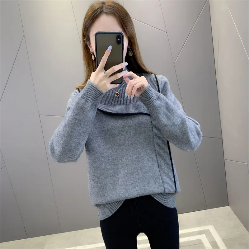 

Sweater female Lady Pullovers Style Spring 2020 New Style Slim Sweater Long Sleeves White