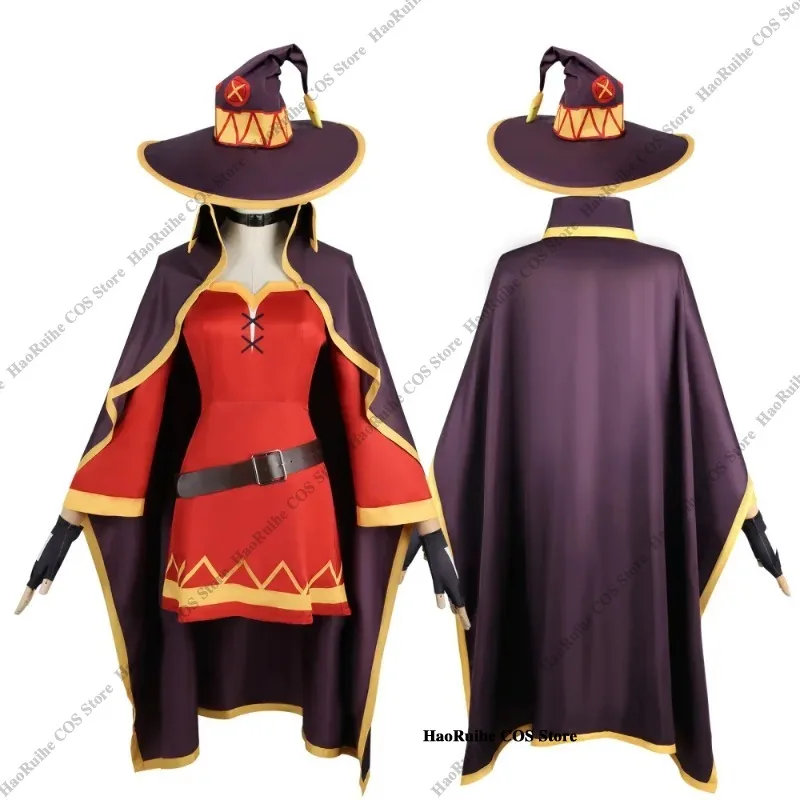 Фото Костюм для косплея Megumin, женское платье волшебницы, шляпа KonoSuba, Божье благословение в этом чудесном мире, парик для косплея, костюмы на Хэллоуин №2