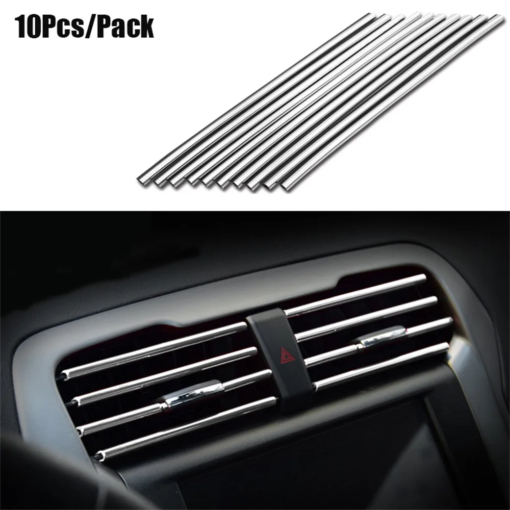 

10pcs 20cm Car Interior Decoration Stripes Universal Air Conditioner Outlet Decorative U Shape Moulding Trim Strips Car Styling