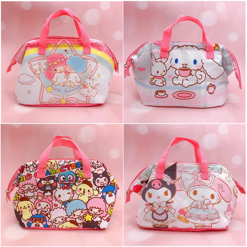 

Аниме мультфильм Sanrios My Melody Kuromi Cinnamoroll маленькая двойная звезда кавайная Изолированная коробка для обеда Bento сумки для хранения Сумочка