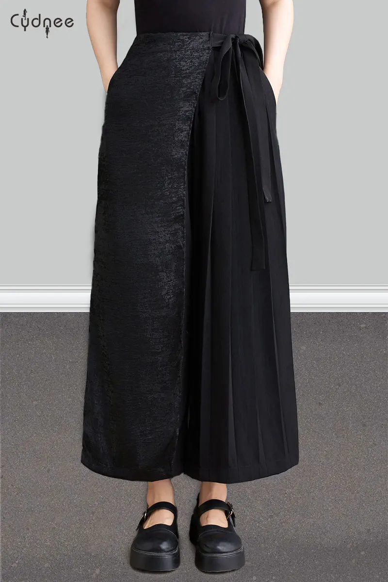 Женские однотонные брюки Palazzos укороченные капри японские в стиле Samben