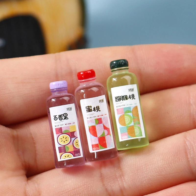 

3Pcs 1:12 Dollhouse Miniature Drink Bottle Fruit Juice Drinks Model For Doll House Food Decor Accessories Kids Play Toys