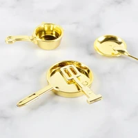 11pcsset chic portable cute polished surface miniature pot fork spoon for playing mini tableware miniature plate