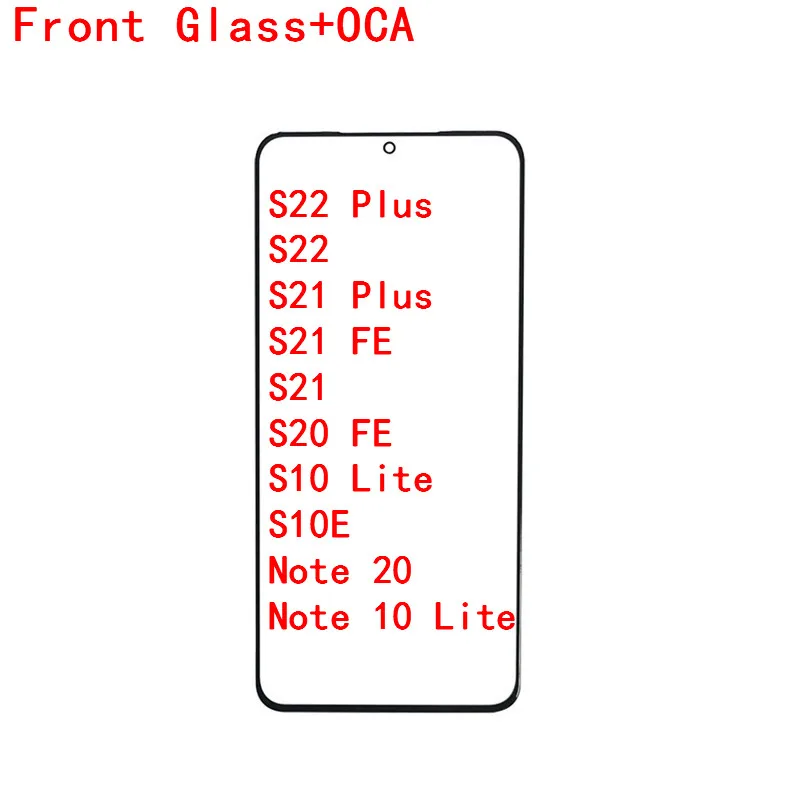 

10PcsLCD Front Touch Screen Glass+OCA For Samsung Galaxy S20 S21 S22 Plus S10e S20 S21 FE Note 10 Lite Note 20 Outer Glass panel