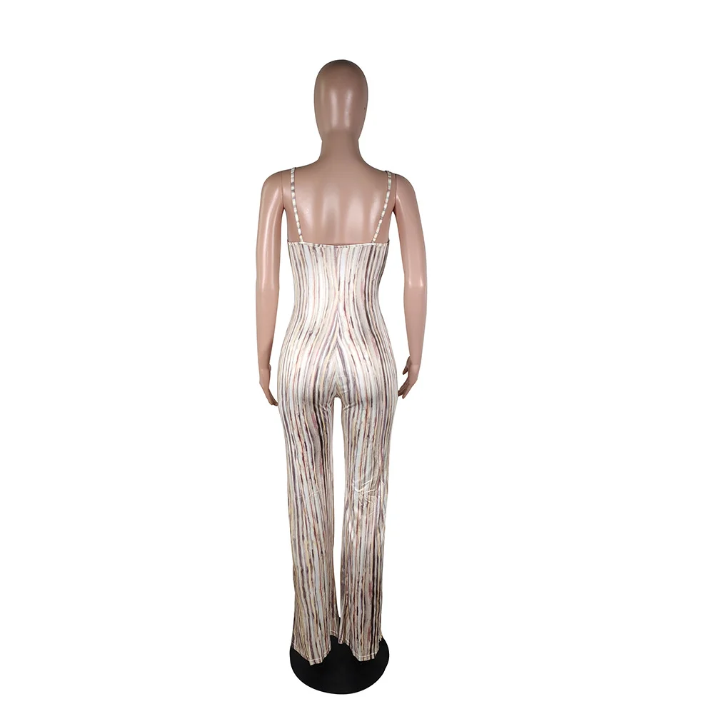 Комбинезон женский с поясом пикантный Модный комбинезон на лямках в полоску без